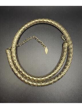 Vintage Whiting & Davis Gold Tone Mesh Diamond Cut Necklace